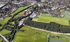 Das geplante Solarfeld südwestlich des Bahndamms (Foto: Klaus Leidorf)