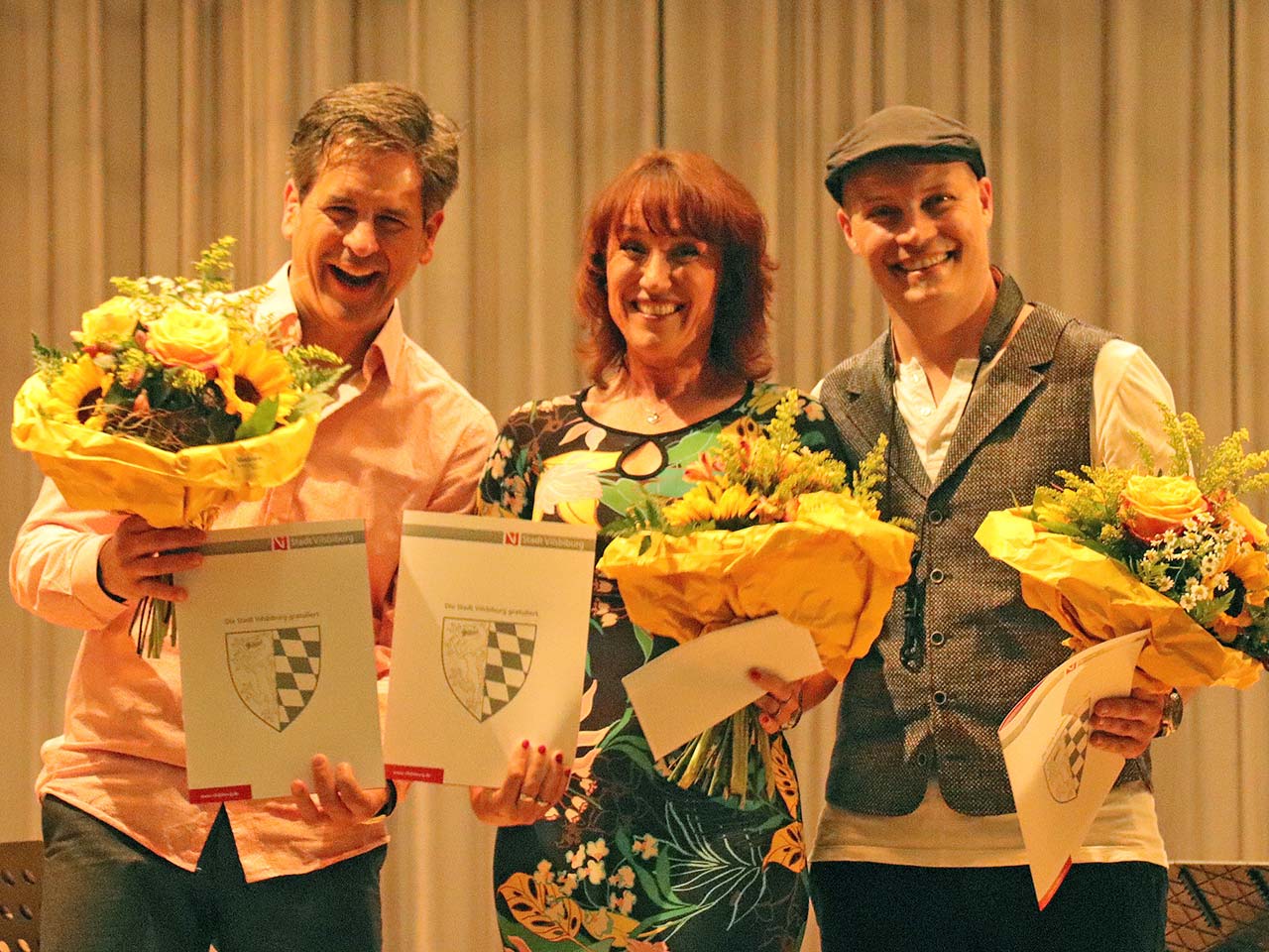 Träger des Kulturpreises 2021 - Städtische Musikschule Vilsbiburg - Die Musiklehrer Roland Gallner, Michaela Stahnke, Sebastian Bortolotti