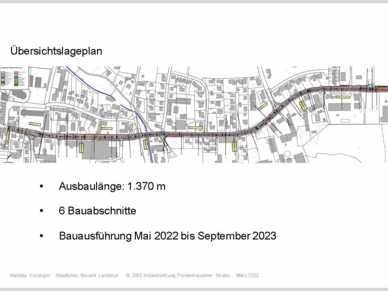 Instandsetzung der Frontenhausener Straße - Übersichtslageplan (Staatliches Bauamt Landshut)